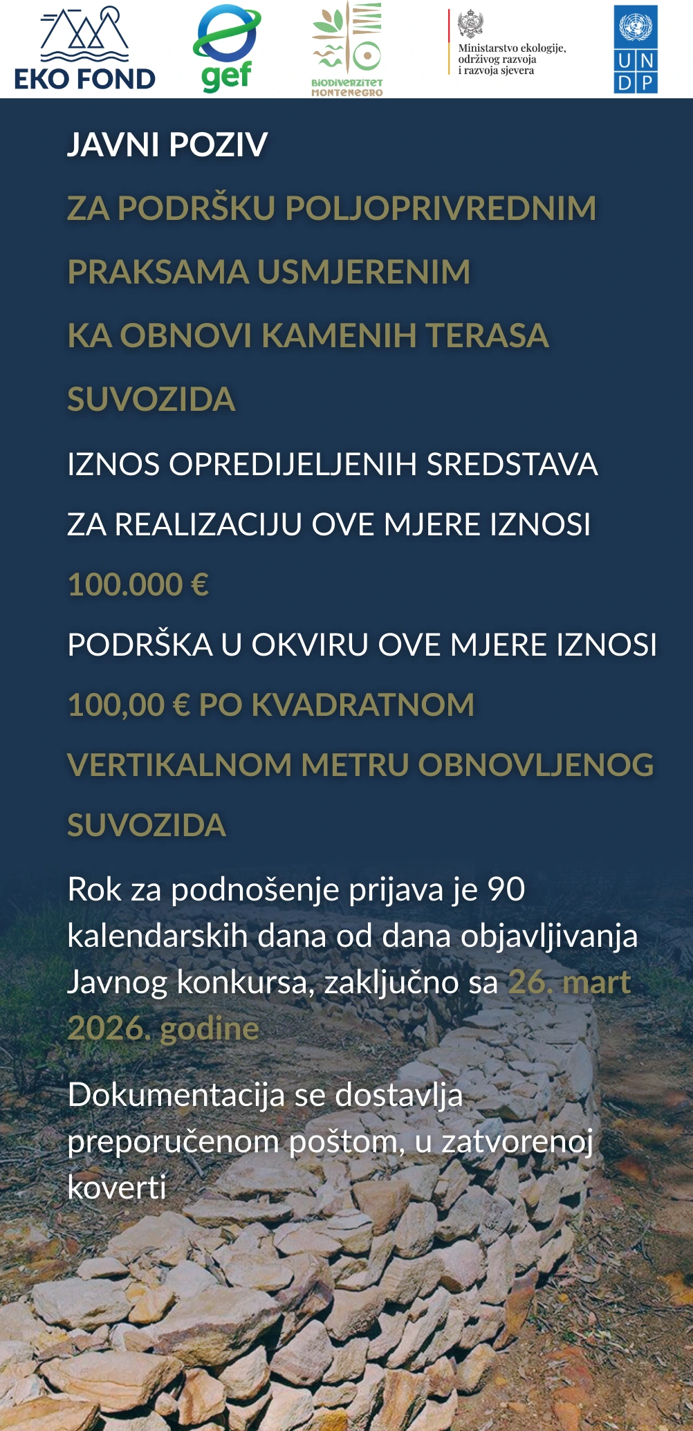 Javni poziv za podršku revitalizaciji suvozida